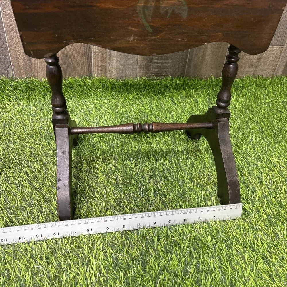 1930s Art Deco Dark Wood Magazine Rack Stand Floral Motif Vintage
